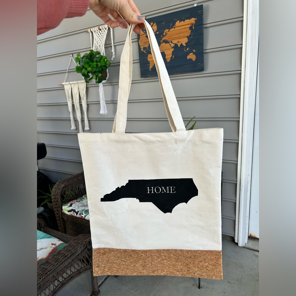 Canvas Tote Bag with North Carolina Silhouette